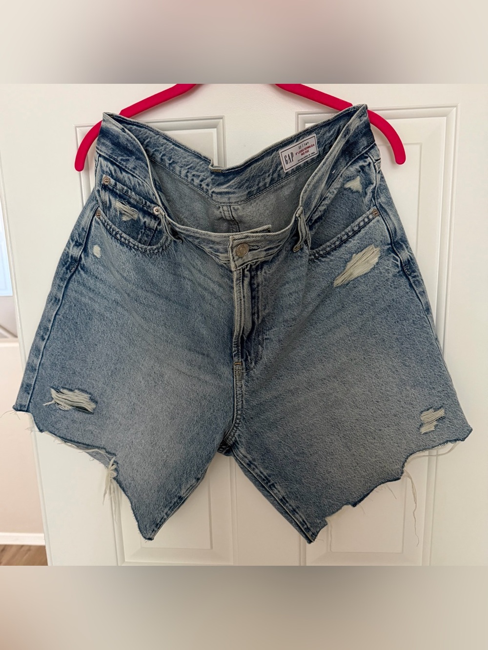 GAP Light Blue Distressed High-Rise Denim Shorts NWOT